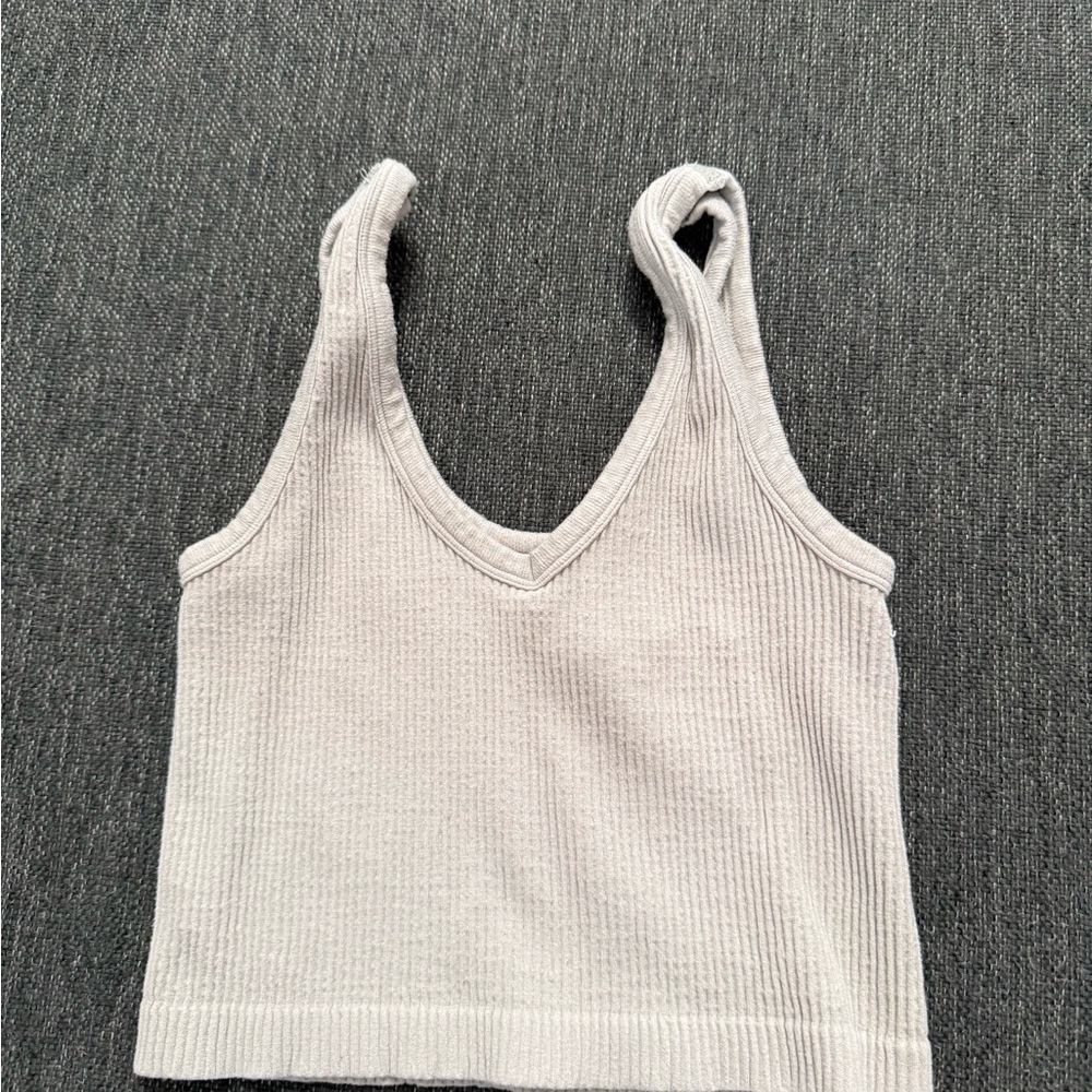 Mono B Women's Gray Ribbed Tank Top size S\XS - Picture 4 of 9